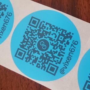 50 CUSTOM QR CODE STICKERS LABELS Turquoise Blue LARGE ROUND TWO INCH